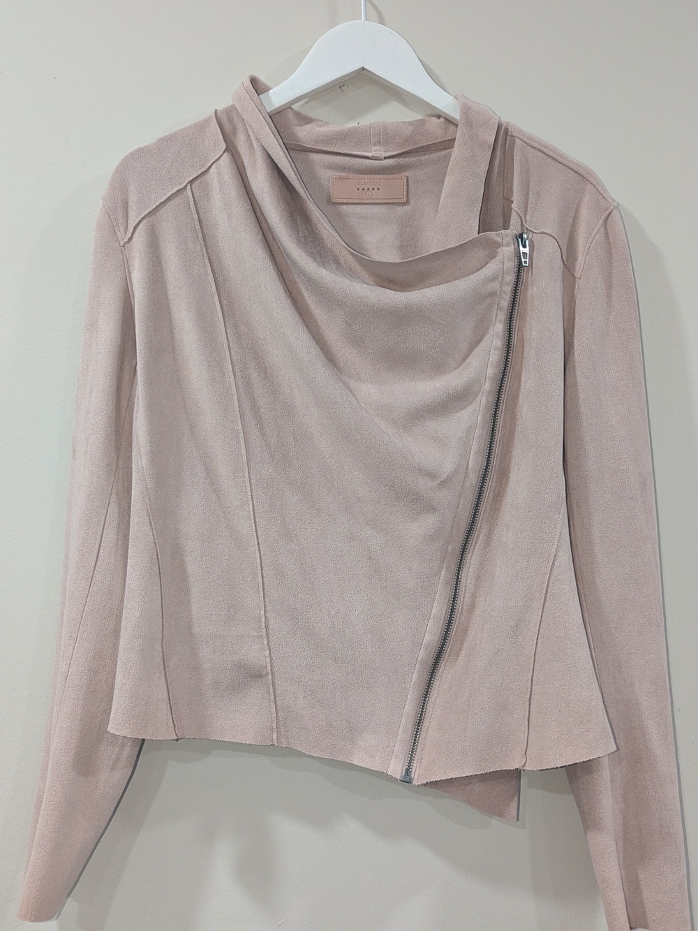Blank NYC Blush Suede Asymmetrical Zip Jacket